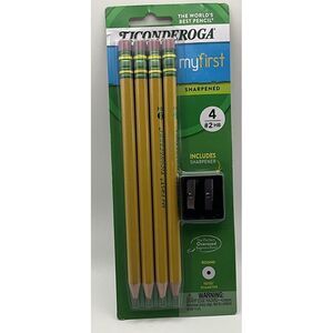 Ticonderoga My First Pre-Sharpened Wooden Pencil 1.3mm #2 Medium Lead 4/Pack‎